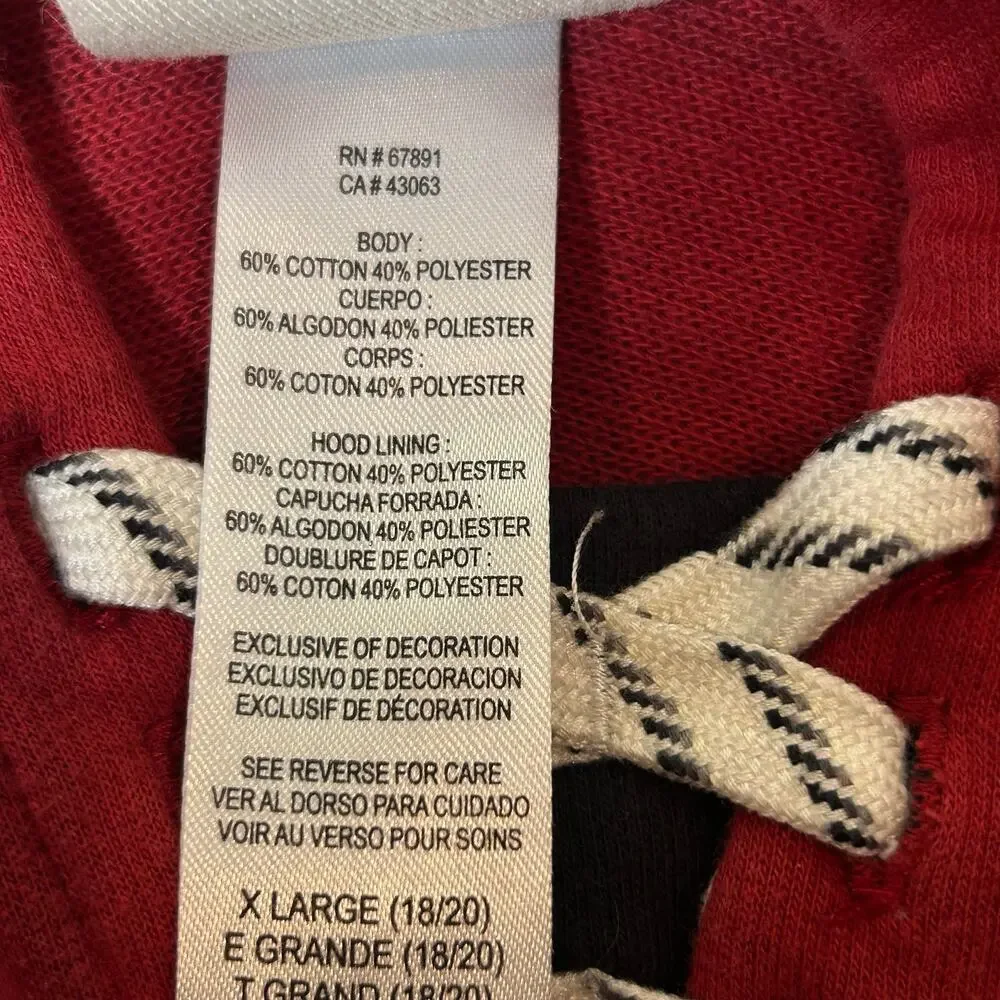 NHL Hoodie Boy XL 18-20 Black‎ Red Arizona Coyotes Stitched Lace Up Hoodie